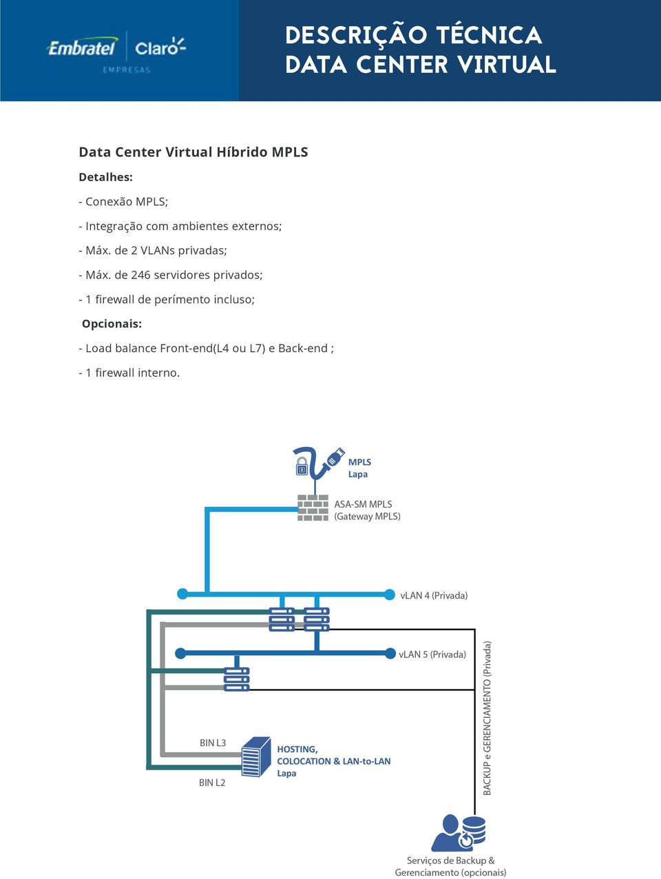 de 246 servidores privados; - 1 firewall de perímento incluso;