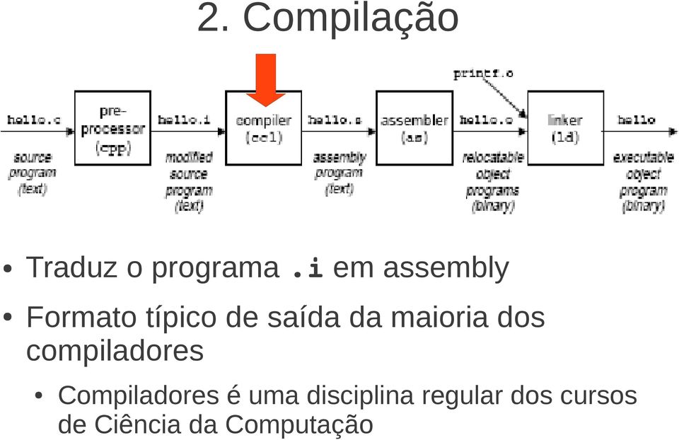 maioria dos compiladores Compiladores é