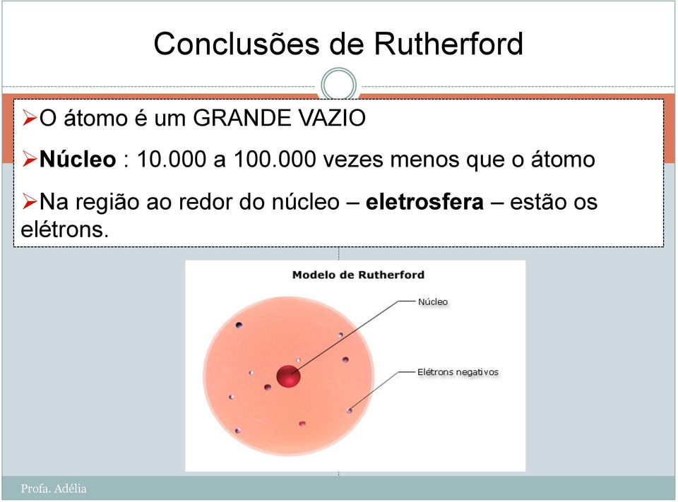 000 vezes menos que o átomo Ø Na região