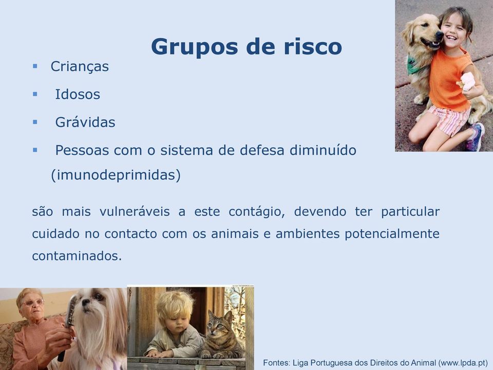 ter particular cuidado no contacto com os animais e ambientes