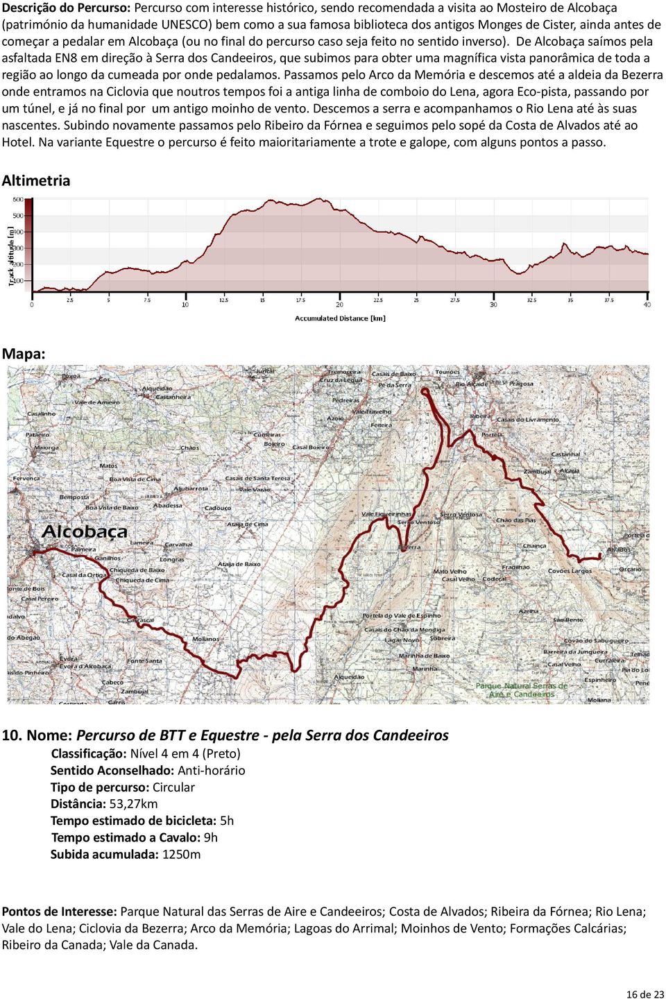 De Alcobaça saímos pela asfaltada EN8 em direção à Serra dos Candeeiros, que subimos para obter uma magnífica vista panorâmica de toda a região ao longo da cumeada por onde pedalamos.