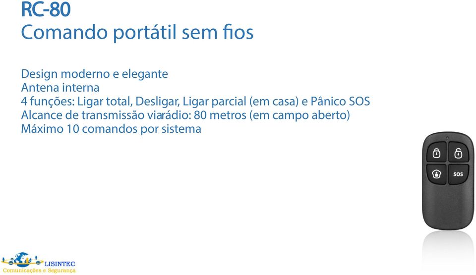 parcial (em casa) e Pânico SOS Alcance de transmissão