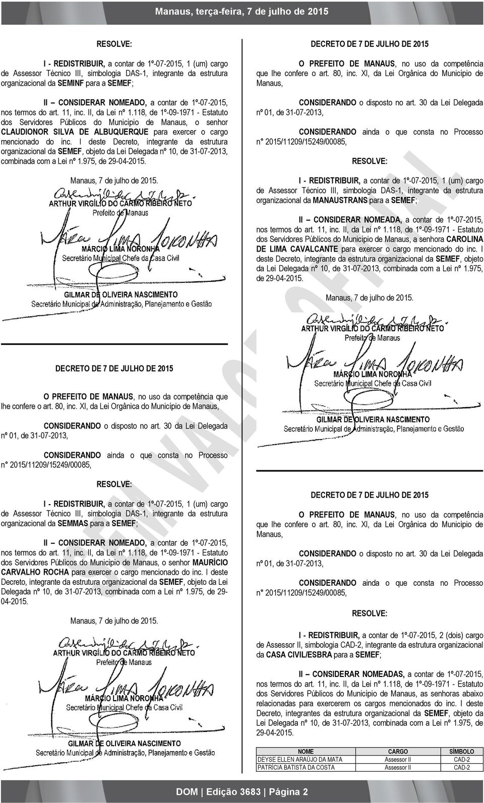 118, de 1º-09-1971 - Estatuto dos Servidores Públicos do o senhor CLAUDIONOR SILVA DE ALBUQUERQUE para exercer o cargo mencionado do inc.