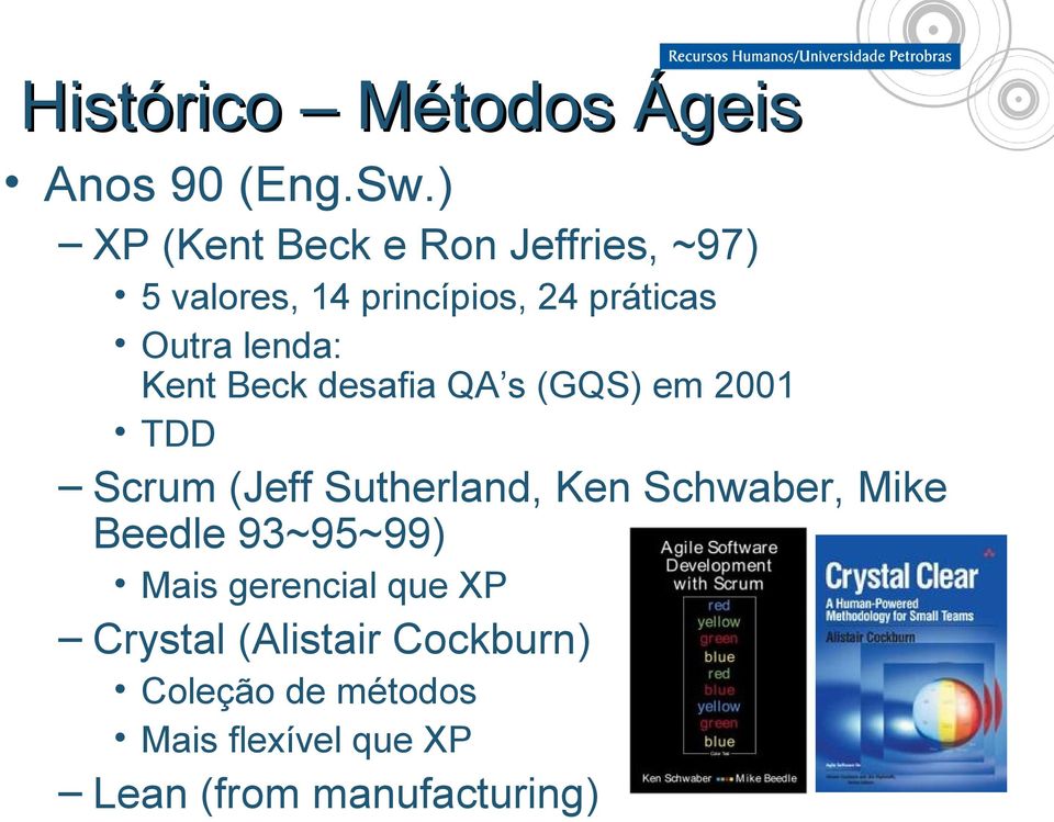 lenda: Kent Beck desafia QA s (GQS) em 2001 TDD Scrum (Jeff Sutherland, Ken Schwaber,