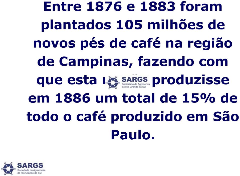 fazendo com que esta região produzisse em 1886