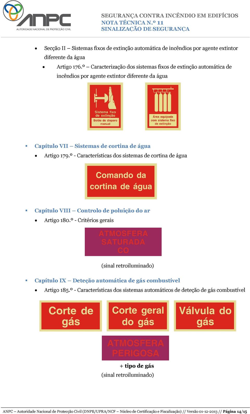 º - Características dos sistemas de cortina de água Capítulo VIII Controlo de poluição do ar Artigo 180.