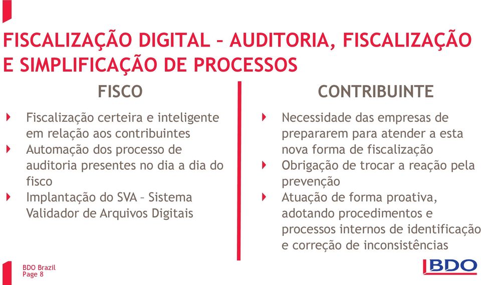 Arquivos Digitais Necessidade das empresas de prepararem para atender a esta nova forma de fiscalização Obrigação de trocar a reação