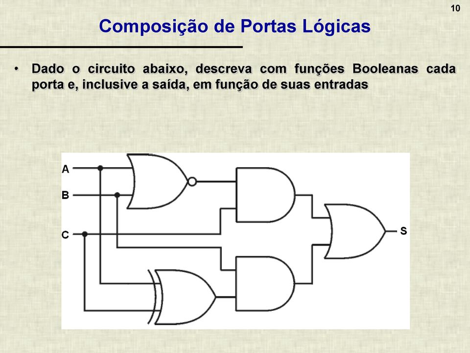 funções Booleanas cada porta e,