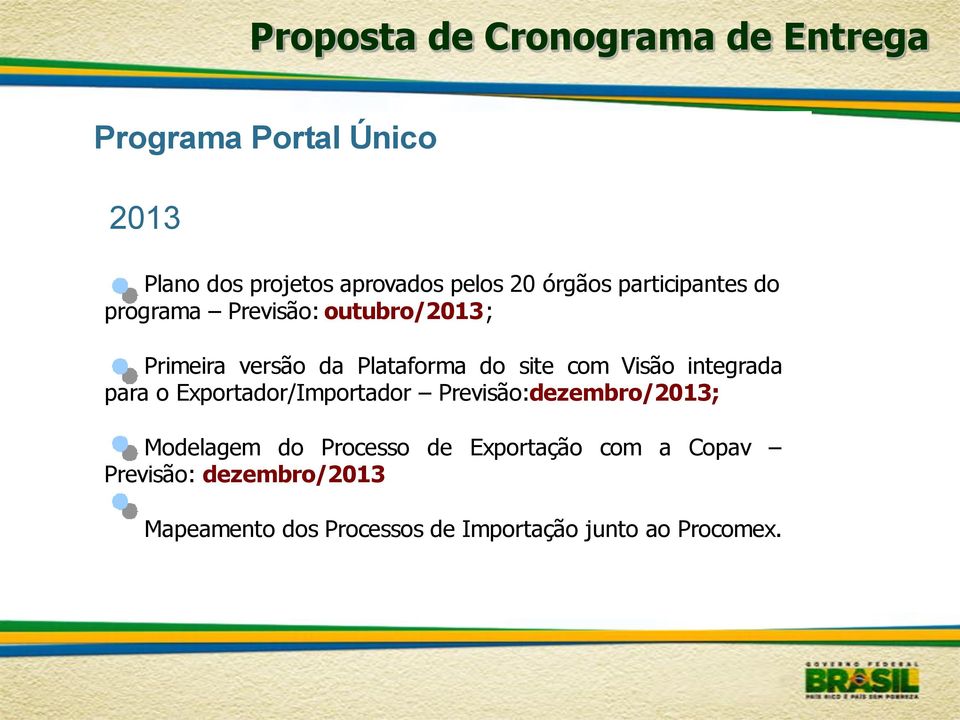 Visão integrada para o Exportador/Importador Previsão: dezembro/2013; Modelagem do Processo de