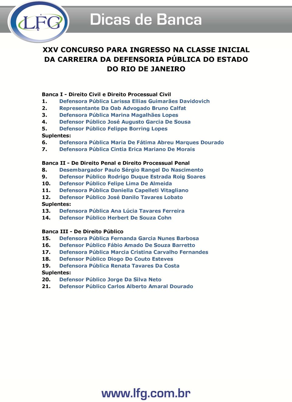 Defensor Público Felippe Borring Lopes 6. Defensora Pública Maria De Fátima Abreu Marques Dourado 7.