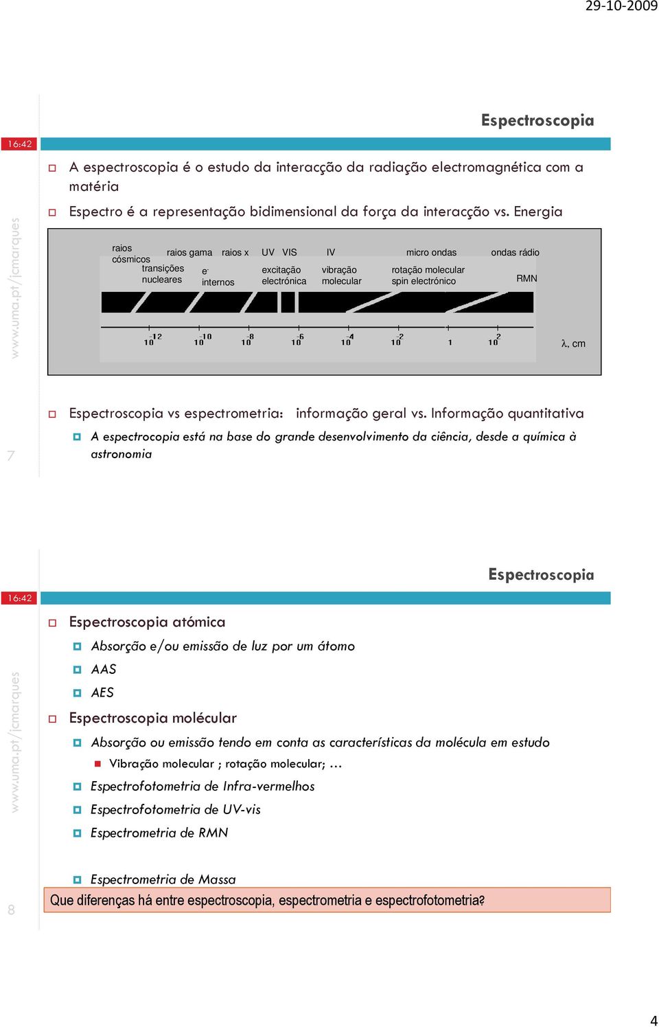 Espectroscopia vs espectrometria: informação geral vs.