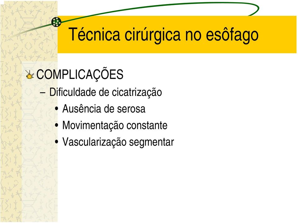 cicatrização Ausência de serosa