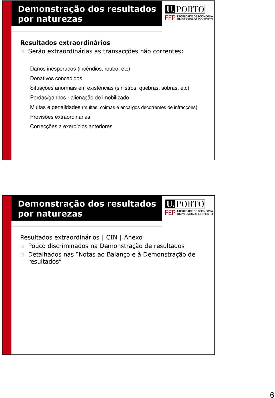 penalidades (multas, coimas e encargos decorrentes de infracções) Provisões extraordinárias Correcções a exercícios anteriores Demonstração dos resultados