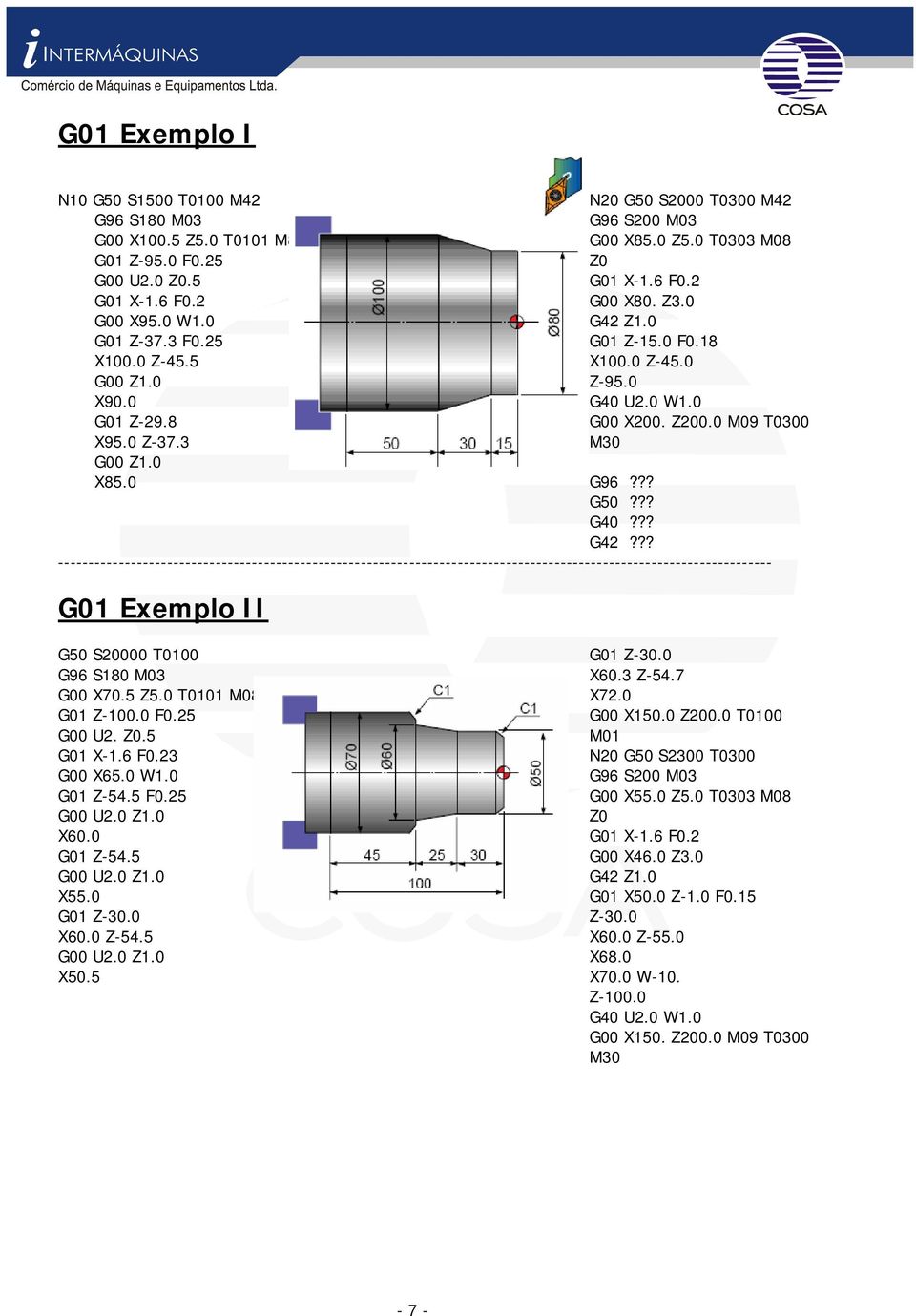 ?? G50??? G40??? G42??? ---------------------------------------------------------------------------------------------------------------------- G01 Exemplo II G50 S20000 T0100 G01 Z-30.