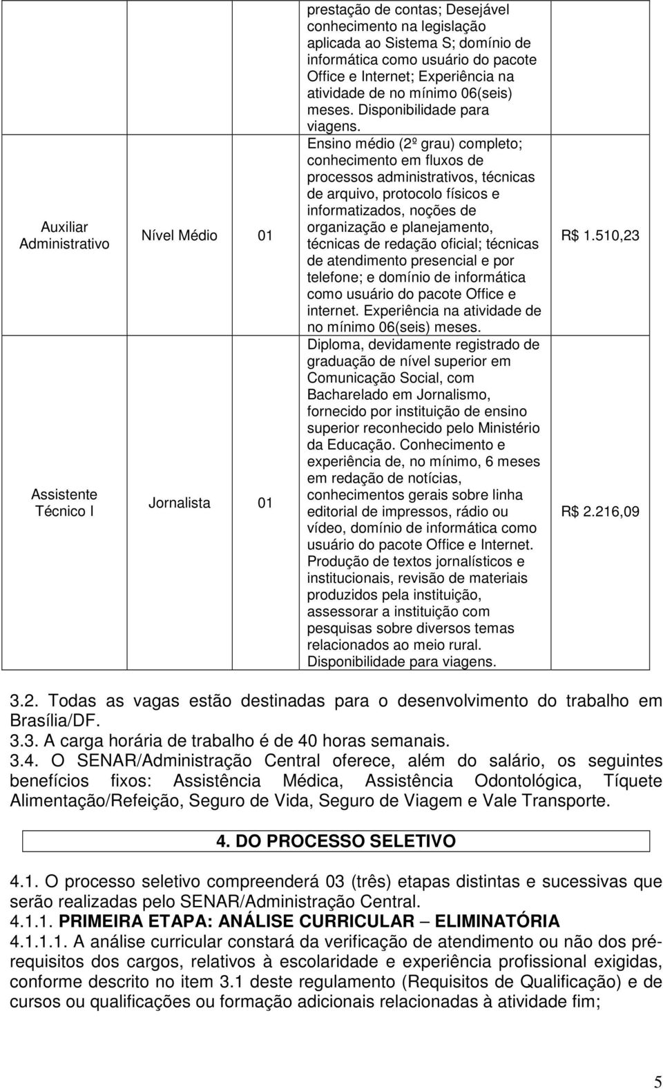 Ensino médio (2º grau) completo; conhecimento em fluxos de processos administrativos, técnicas de arquivo, protocolo físicos e informatizados, noções de organização e planejamento, técnicas de