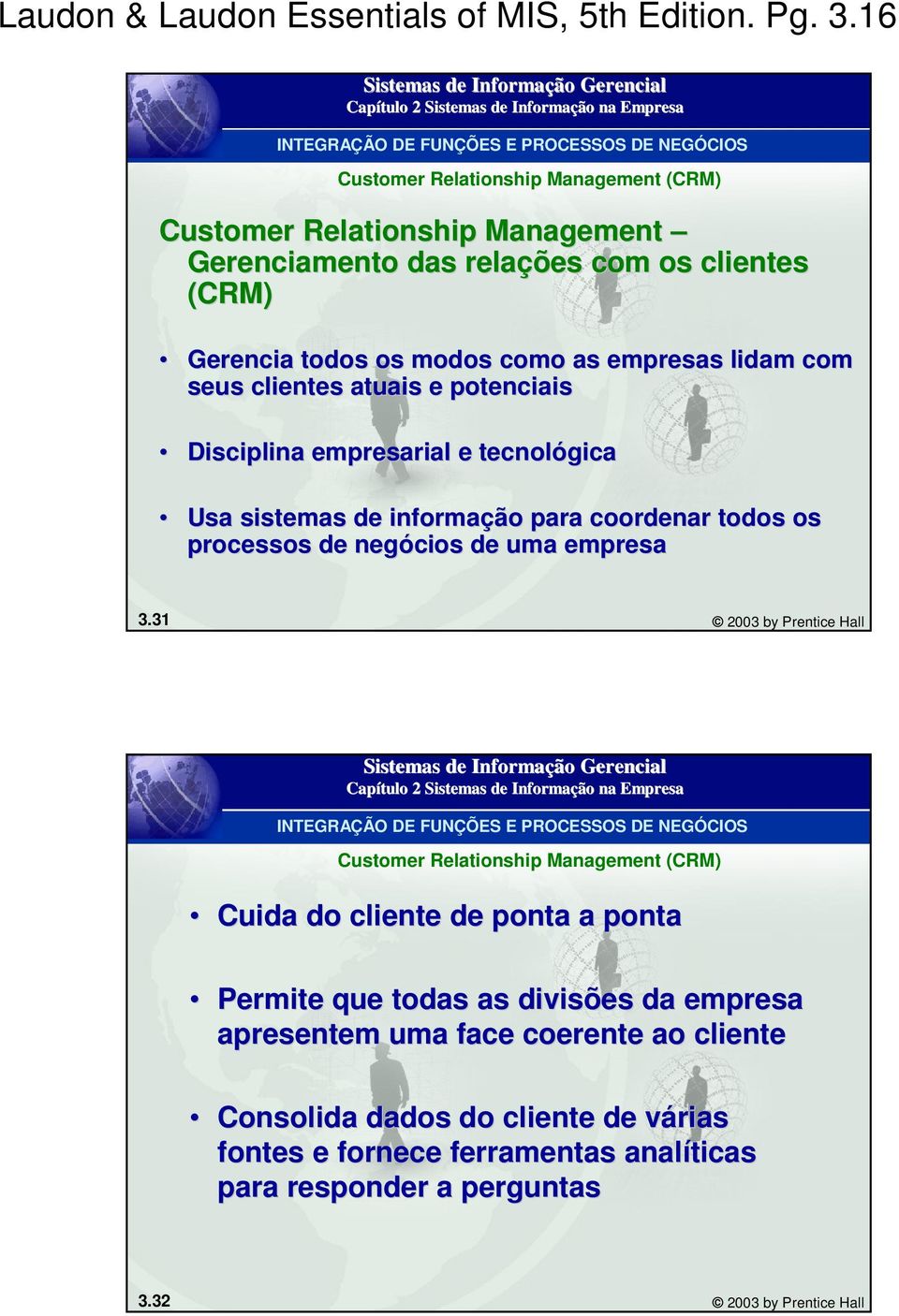 como as empresas lidam com seus clientes atuais e potenciais Disciplina empresarial e tecnológica Usa sistemas de informação para coordenar todos os processos de negócios de uma empresa 3.