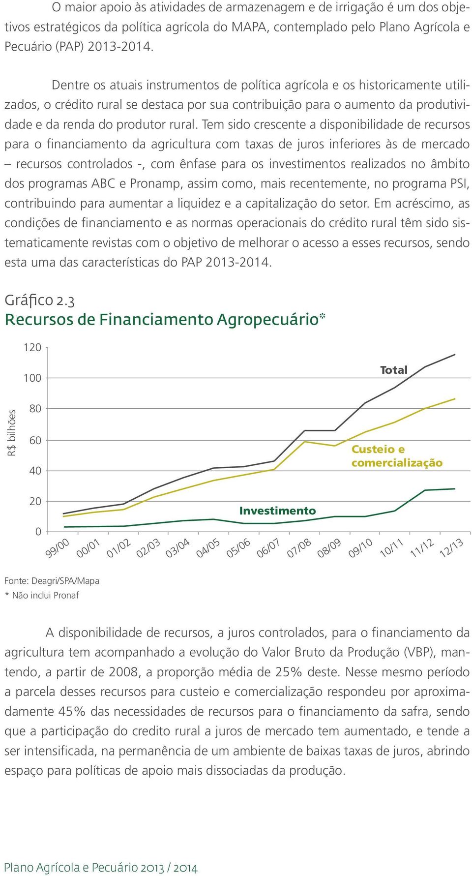 Tem sido crescente a disponibilidade de recursos para o financiamento da agricultura com taxas de juros inferiores às de mercado recursos controlados -, com ênfase para os investimentos realizados no