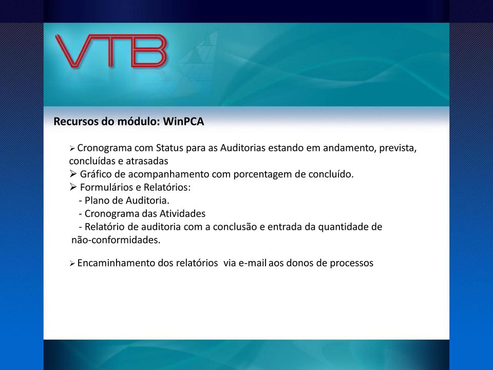 Formulários e Relatórios: - Plano de Auditoria.