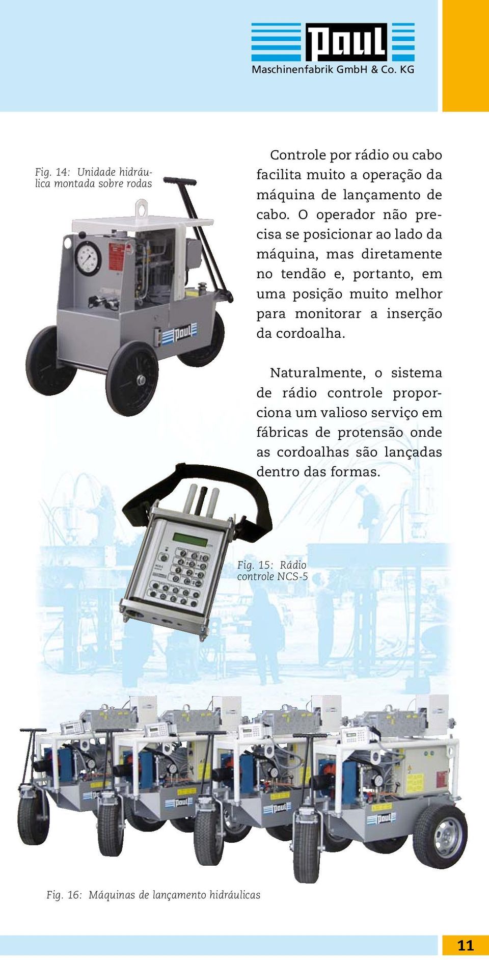 O operador não precisa se posicionar ao lado da máquina, mas diretamente no tendão e, portanto, em uma posição muito melhor para monitorar