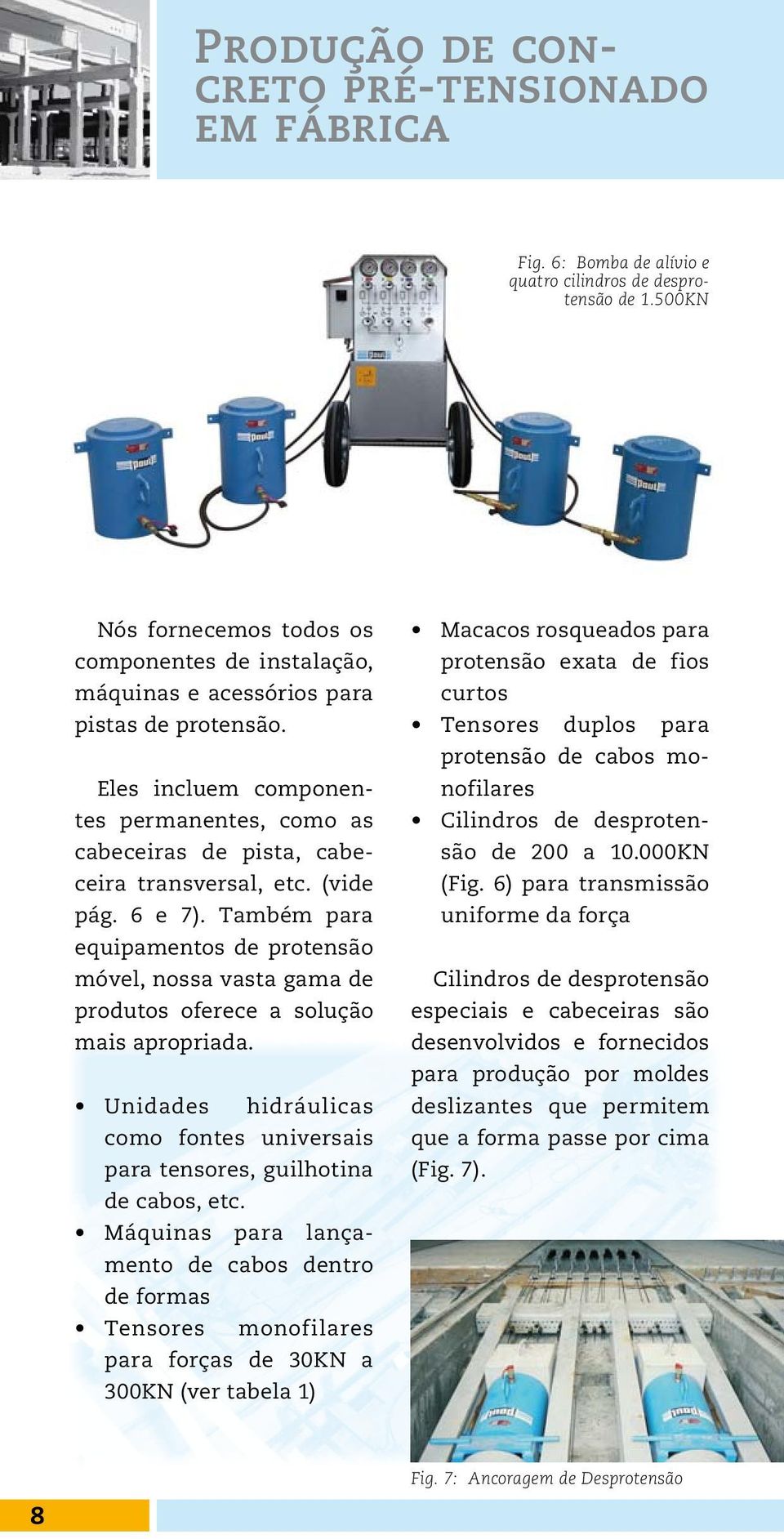 (vide pág. 6 e 7). Também para equipamentos de protensão móvel, nossa vasta gama de produtos oferece a solução mais apropriada.