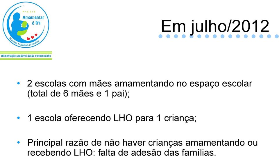 LHO para 1 criança; Principal razão de não haver