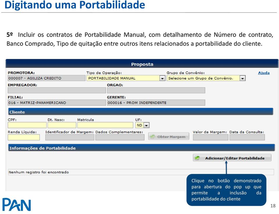 relacionados a portabilidade do cliente.