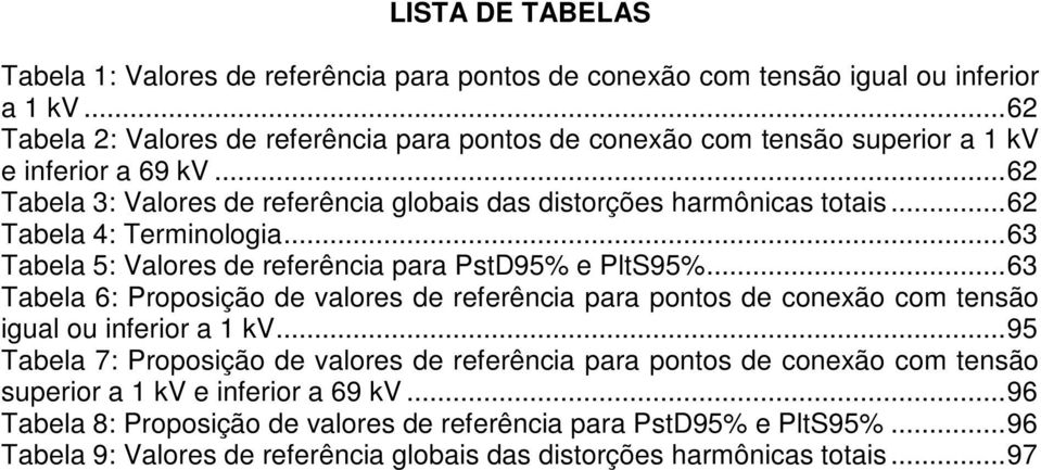 .. 62 Tabela 4: Terminologia... 63 Tabela 5: Valores de referência para PstD95% e PltS95%.