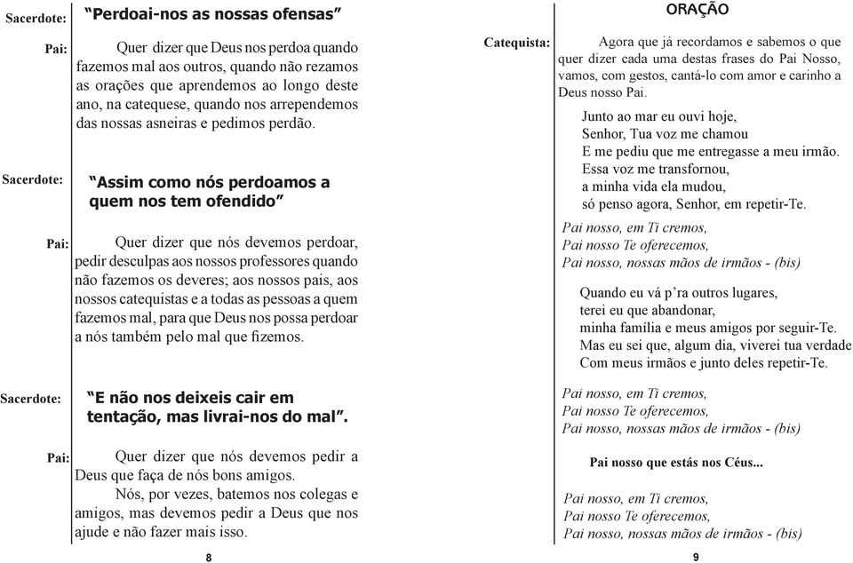 Assim como nós perdoamos a quem nos tem ofendido Quer dizer que nós devemos perdoar, pedir desculpas aos nossos professores quando não fazemos os deveres; aos nossos pais, aos nossos catequistas e a