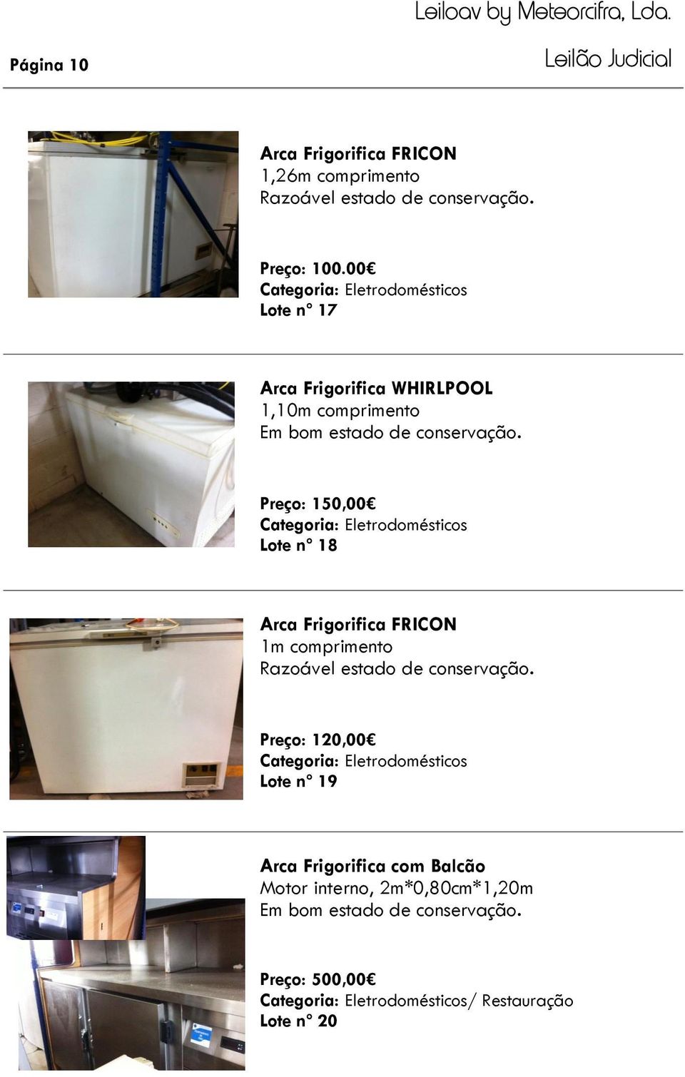 Categoria: Eletrodomésticos Lote nº 18 Arca Frigorifica FRICON 1m comprimento Razoável estado de conservação.