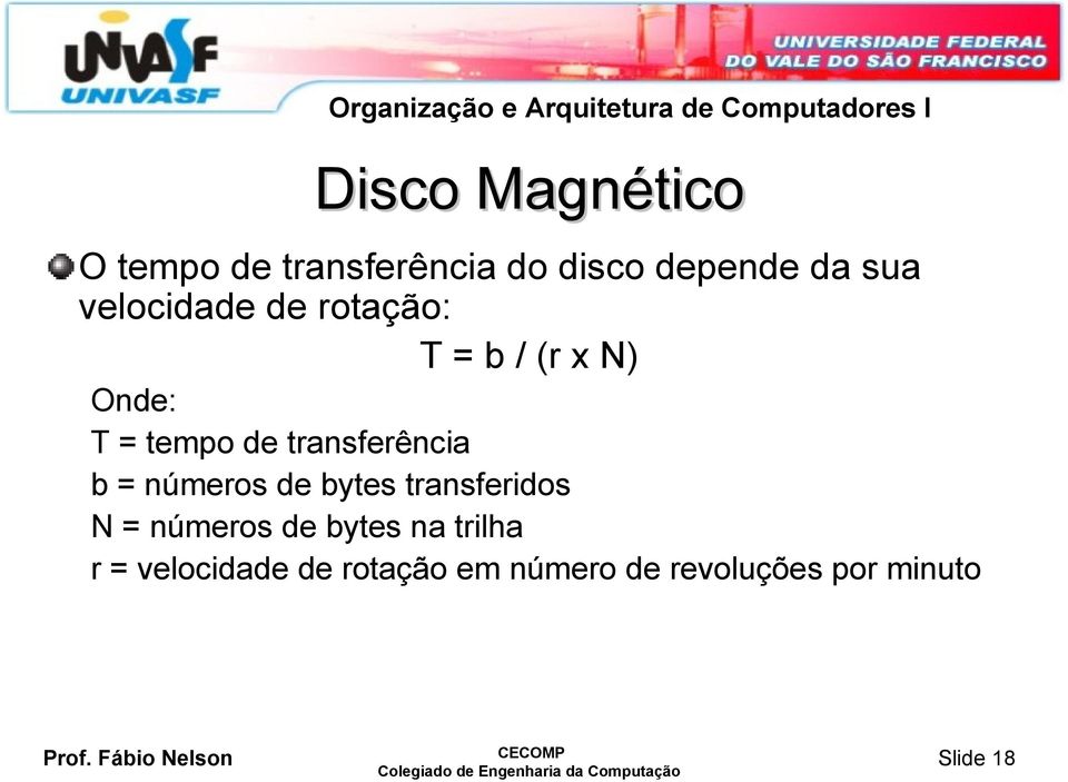 transferência b = números de bytes transferidos N = números de