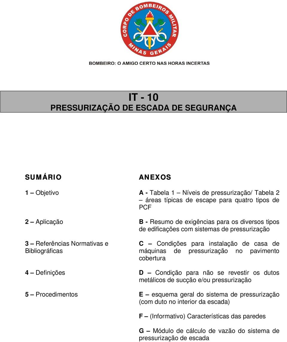 de casa de máquinas de pressurização no pavimento cobertura 4 Definições D Condição para não se revestir os dutos metálicos de sucção e/ou pressurização 5 Procedimentos E