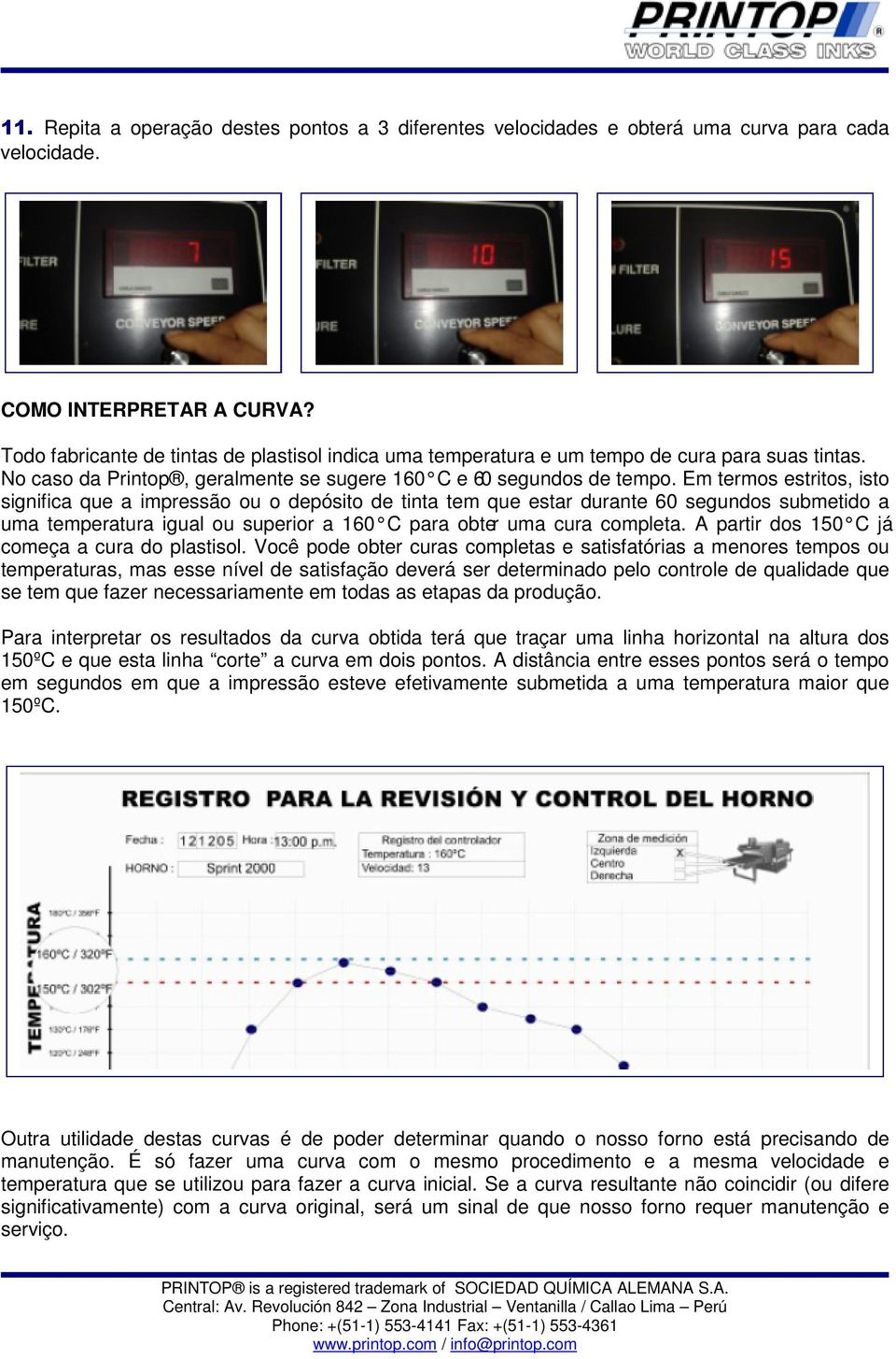 Em termos estritos, isto significa que a impressão ou o depósito de tinta tem que estar durante 60 segundos submetido a uma temperatura igual ou superior a 160 C para obter uma cura completa.