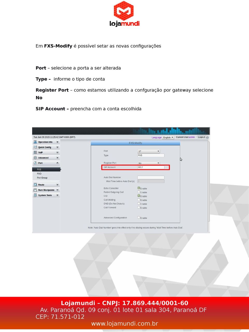 conta Register Port como estamos utilizando a confguração