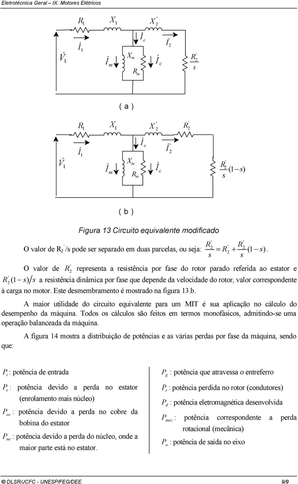 R /s pode se sepaado em duas pacelas, ou seja: = R + (1 s).