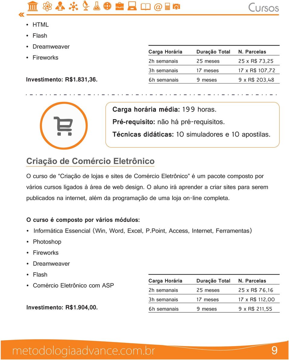 Técnicas didáticas: 10 simuladores e 10 apostilas.