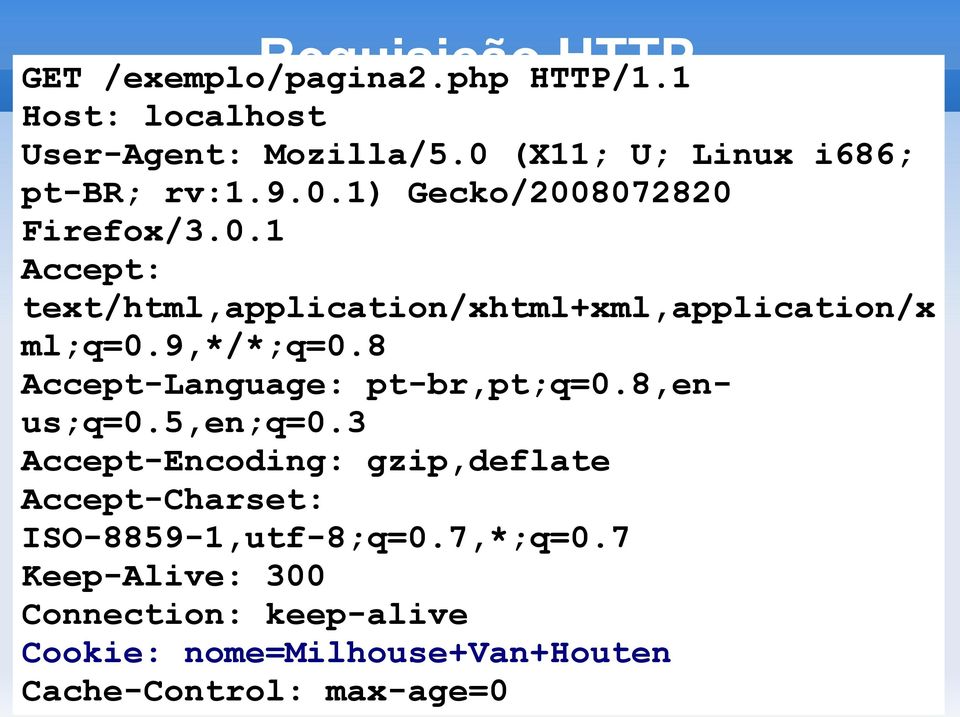 8 Accept-Language: pt-br,pt;q=0.8,enus;q=0.5,en;q=0.3 Accept-Encoding: gzip,deflate Accept-Charset: ISO-8859-1,utf-8;q=0.