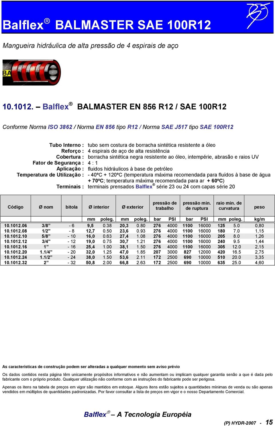 de alta resistência borracha sintética negra resistente ao óleo, intempérie, abrasão e raios UV - 40ºC + 120ºC (temperatura máxima recomendada para fluídos à base de água + 70ºC; temperatura máxima