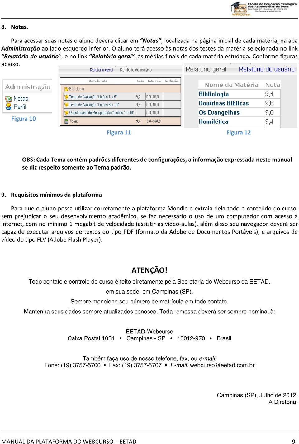 Figura 10 Figura 11 Figura 12 OBS: Cada Tema contém padrões diferentes de configurações, a informação expressada neste manual se diz respeito somente ao Tema padrão. 9.