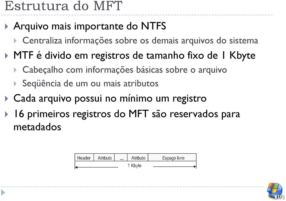 Cabeçalho com informações básicas sobre o arquivo Seqüência de um ou mais atributos