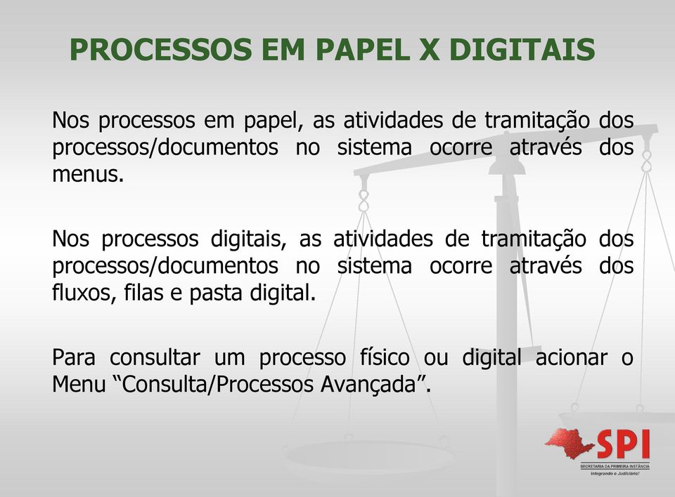 Nos processos digitais, as atividades de tramitação dos processos/documentos no sistema