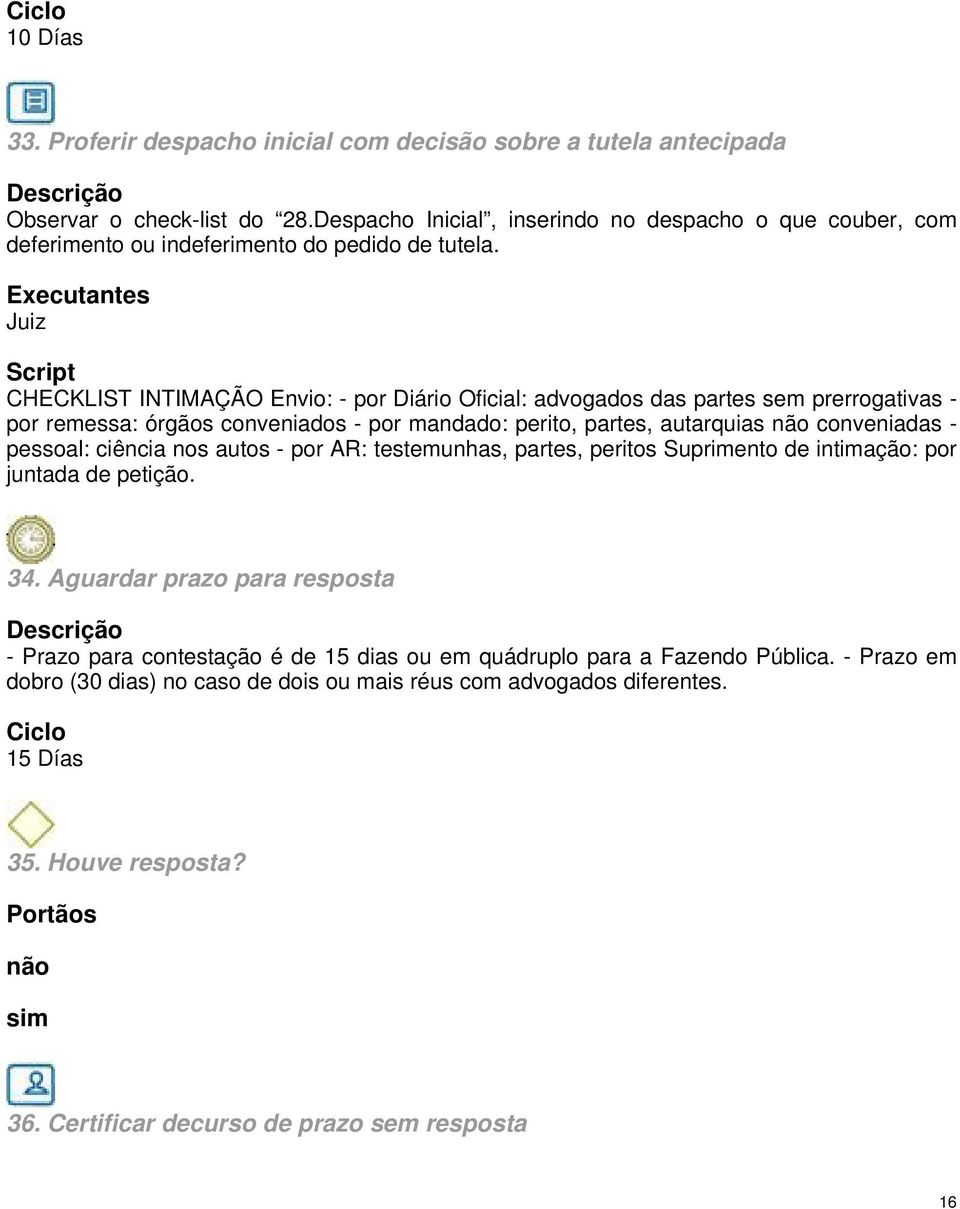 Script CHECKLIST INTIMAÇÃO Envio: - por Diário Oficial: advogados das partes sem prerrogativas - por remessa: órgãos conveniados - por mandado: perito, partes, autarquias conveniadas - pessoal: