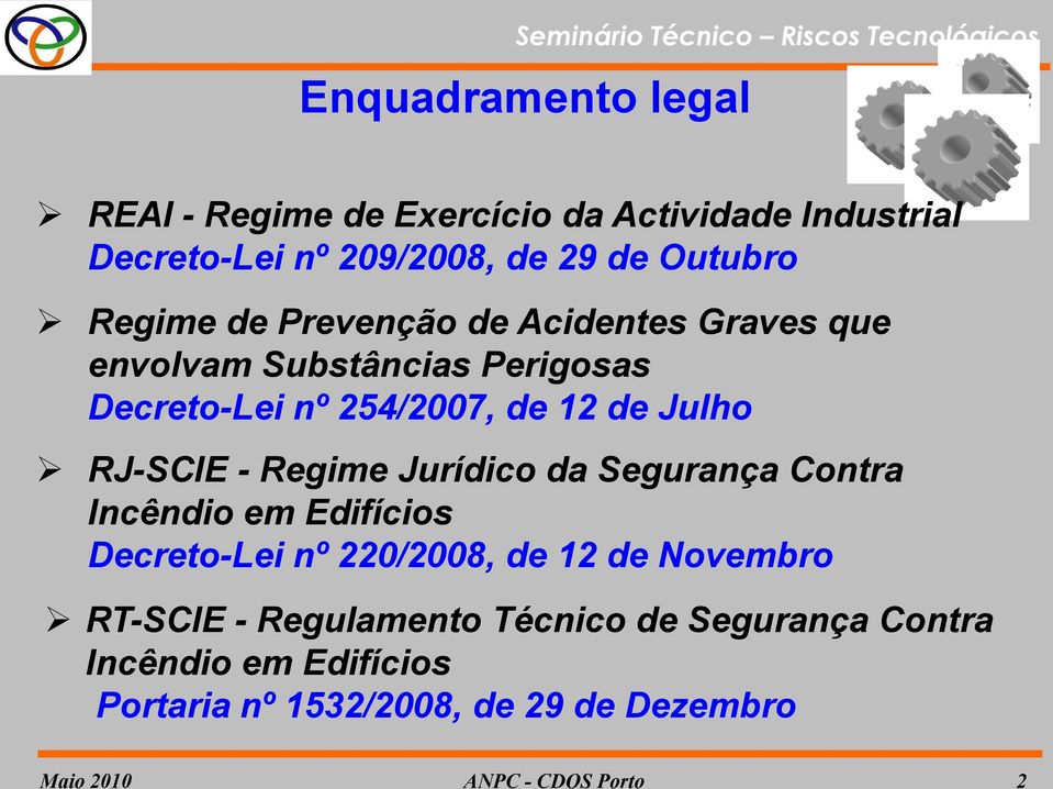 Julho RJ-SCIE - Regime Jurídico da Segurança Contra Incêndio em Edifícios Decreto-Lei nº 220/2008, de 12 de