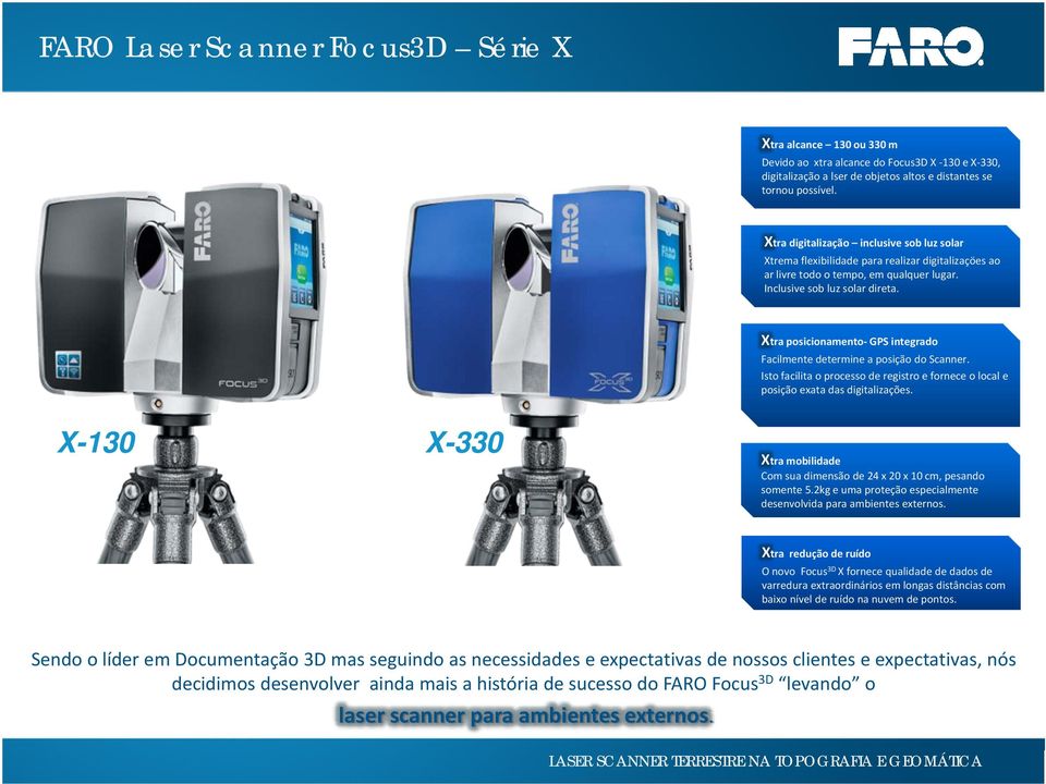 Xtra posicionamento GPS integrado Facilmente determine a posição do Scanner. Isto facilita o processo de registro e fornece o local e posição exata das digitalizações.