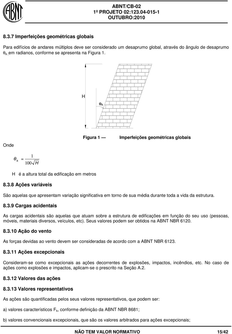 8 Ações variáveis São aquelas que apresentam variação significativa em torno de sua média durante toda a vida da estrutura. 8.3.