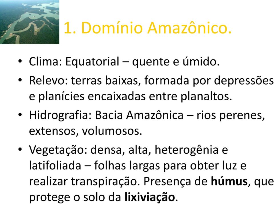 Hidrografia: Bacia Amazônica rios perenes, extensos, volumosos.