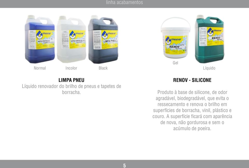 RENOV - SILICONE Produto à base de silicone, de odor agradável, biodegradável, que evita o