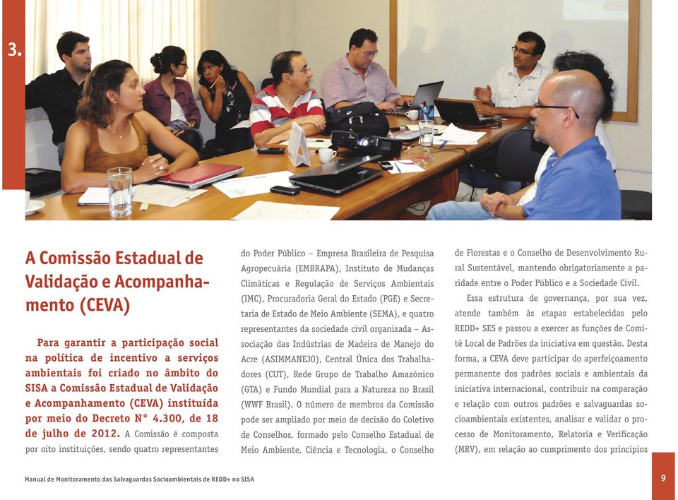 A Comissão é composta por oito instituições, sendo quatro representantes do Poder Público Empresa Brasileira de Pesquisa Agropecuária (EMBRAPA), Instituto de Mudanças Climáticas e Regulação de