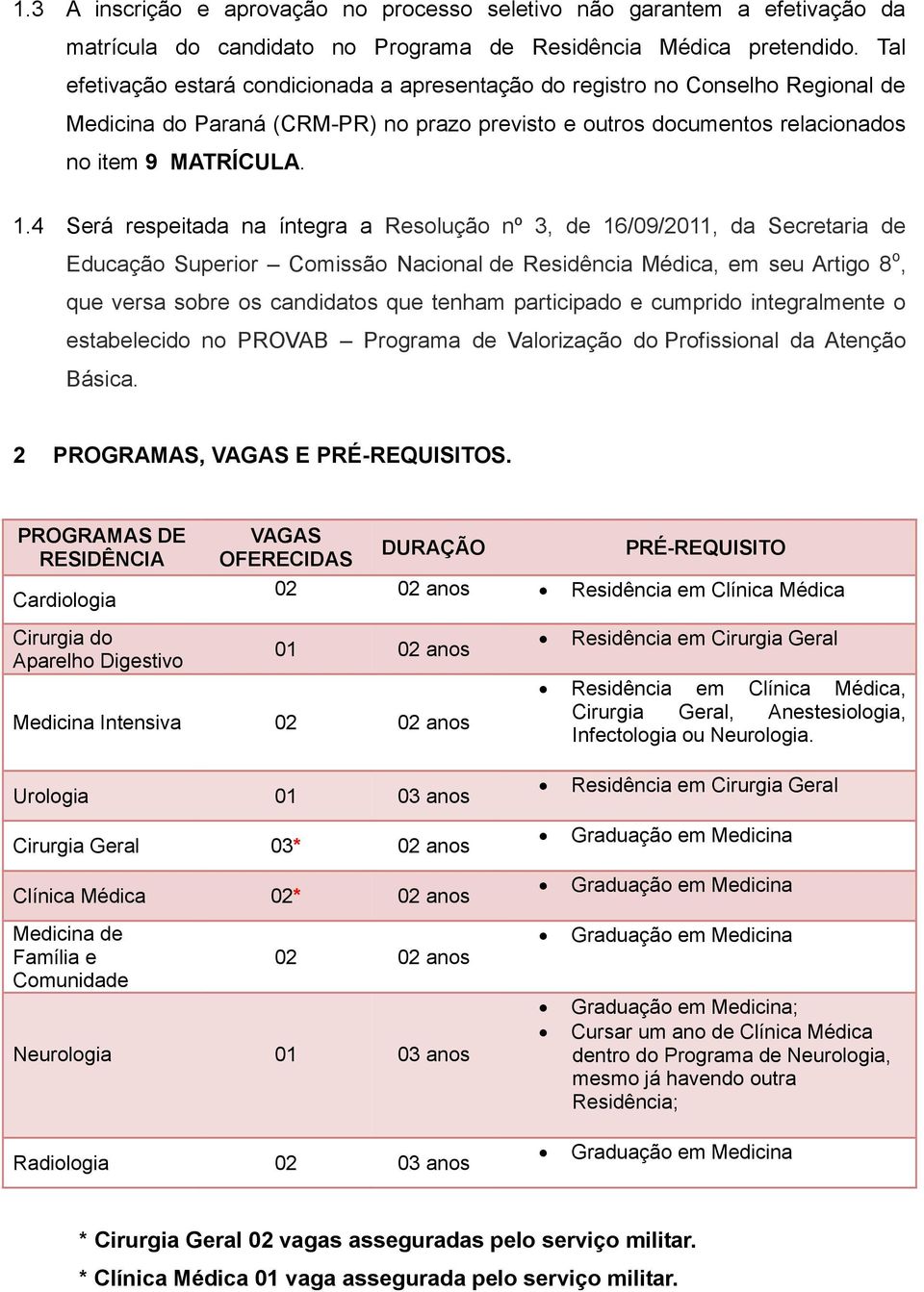 4 Será respeitada na íntegra a Resolução nº 3, de 16/09/2011, da Secretaria de Educação Superior Comissão Nacional de Residência Médica, em seu Artigo 8 o, que versa sobre os candidatos que tenham