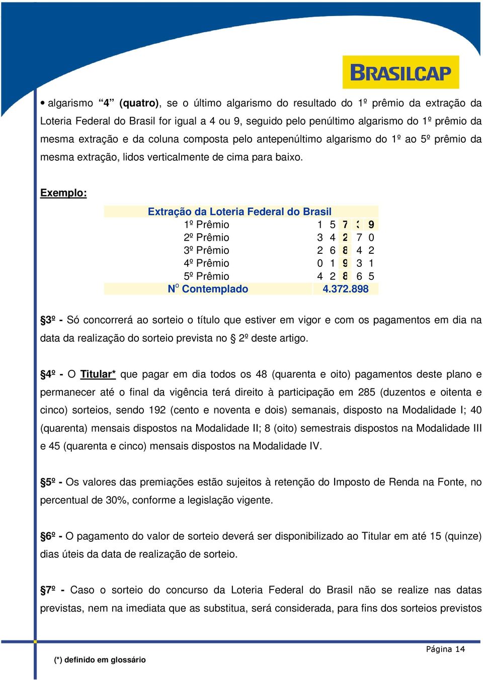 Exemplo: Extração da Loteria Federal do Brasil 1º Prêmio 1 5 7 3 9 2º Prêmio 3 4 2 7 0 3º Prêmio 2 6 8 4 2 4º Prêmio 0 1 9 3 1 5º Prêmio 4 2 8 6 5 N o Contemplado 4.372.