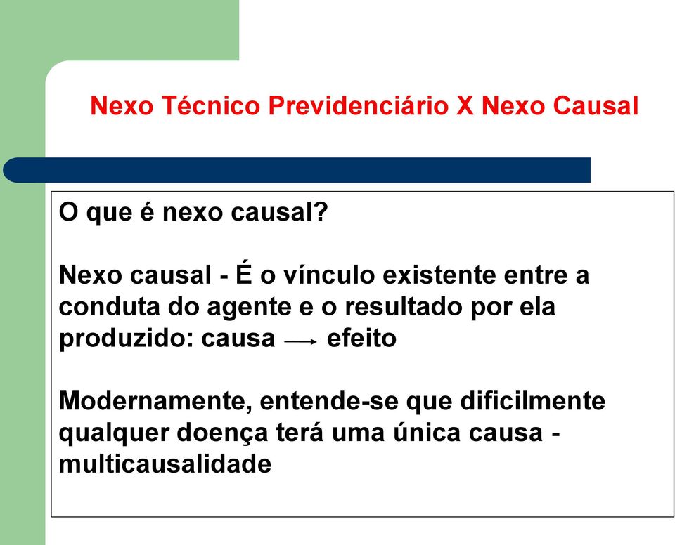 resultado por ela produzido: causa efeito Modernamente, entende-se